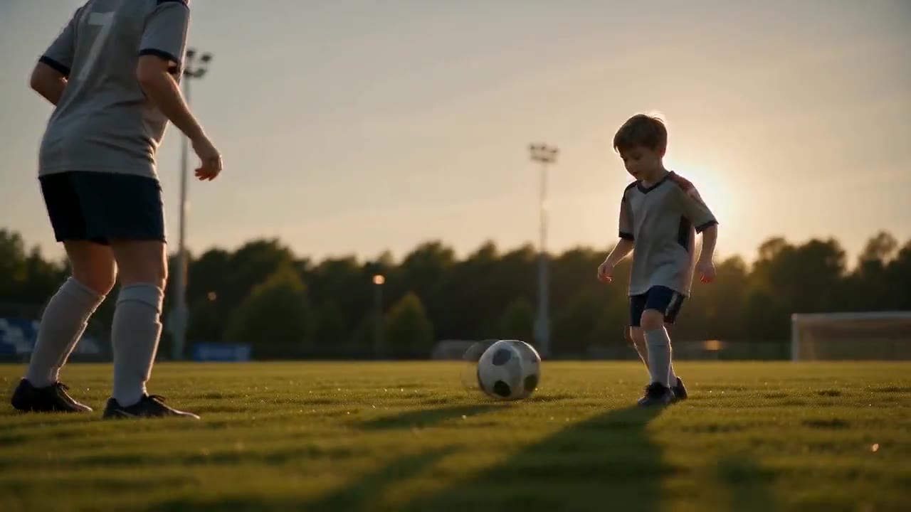 A college-athlete Coach coaching a young player at golden hour